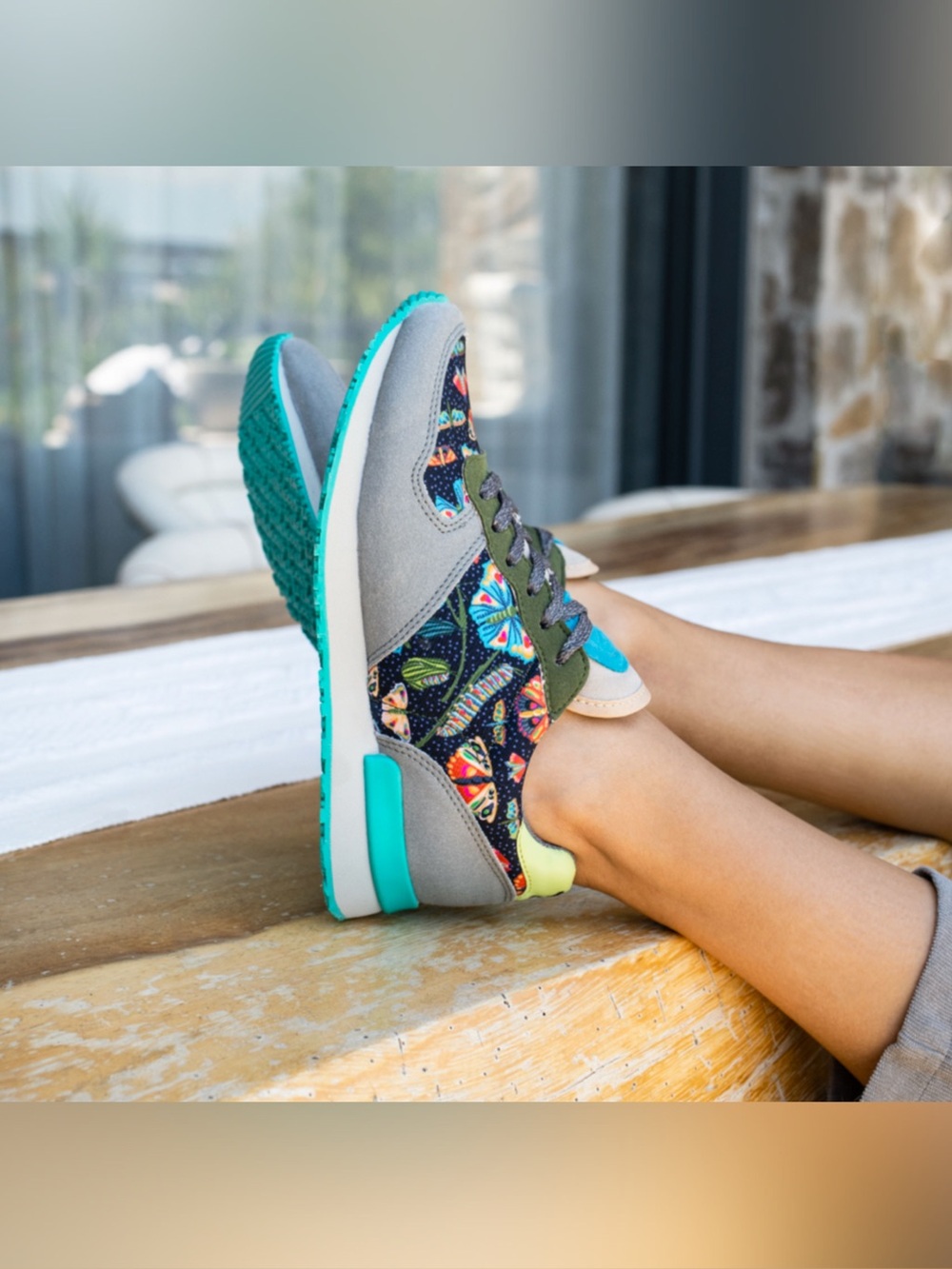 Inkkas - Flutterby - Vegan Jogger Grey Suede Butterfly Accent Sneakers - 6